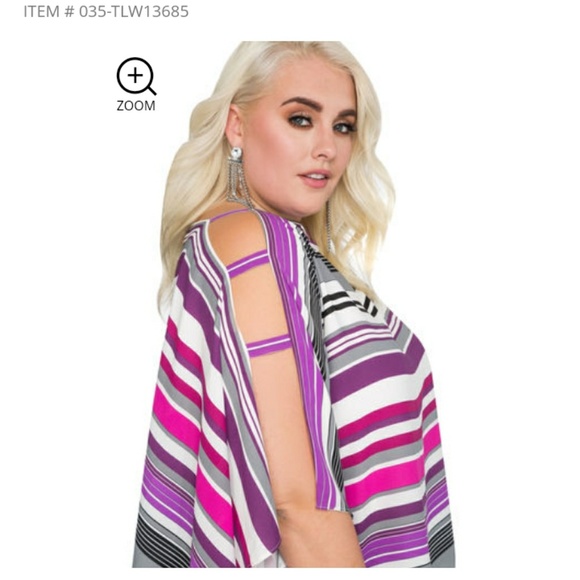 Striped chiffon poncho top - Picture 3 of 3